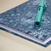 A5 Hardback Lined Notebook with full cloth grey flower cover