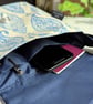 Blue and Cream Paisley, Water-resistant Oilcloth Small Cross Body Bag, Phone Bag - Image 8