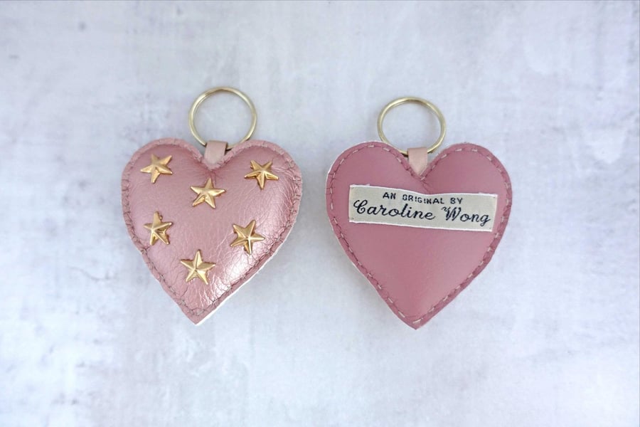 Pink Heart Studded Keyring