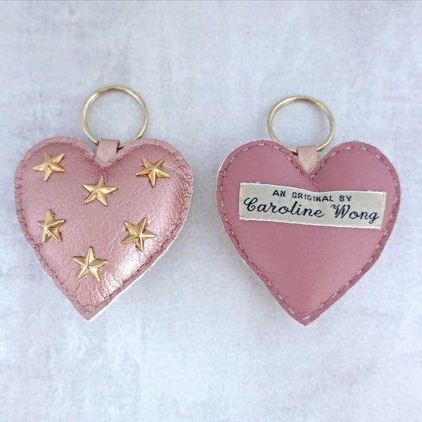 Pink Heart Studded Keyring