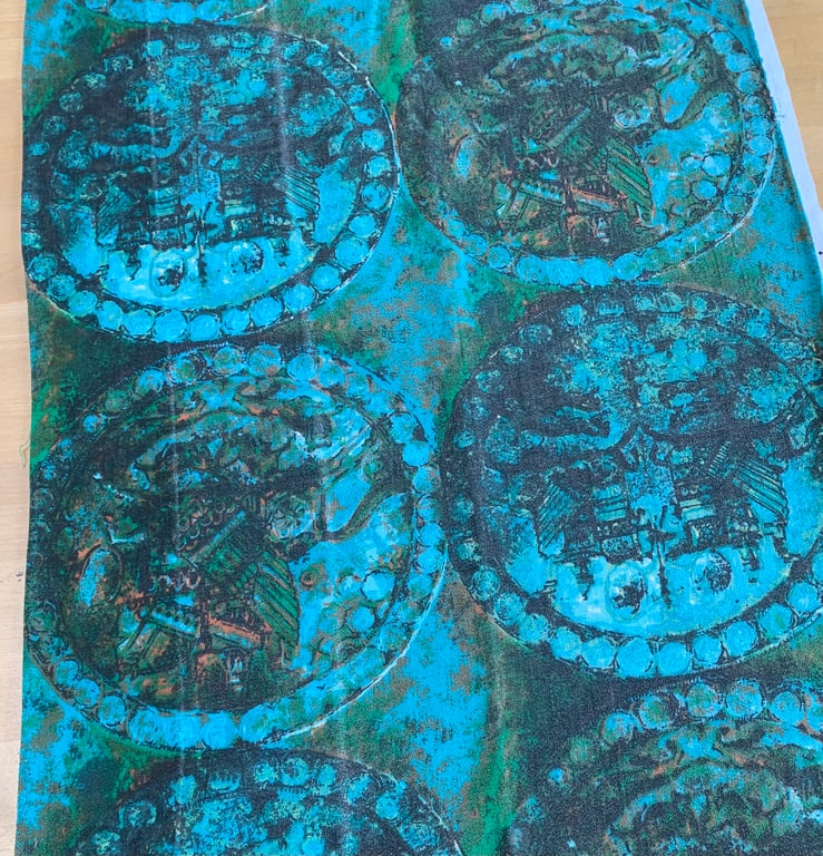 Francis Price PATHOS barkcloth fabroc 50s 60s retro Ancient Greek Roman theme  