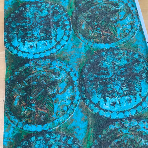 Francis Price PATHOS barkcloth fabroc 50s 60s retro Ancient Greek Roman theme  