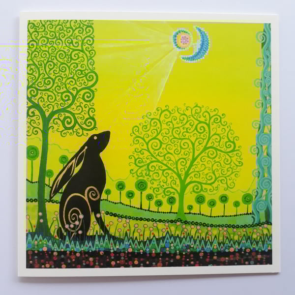 Tree of Life & Hare Art Greetings Card