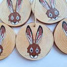 Hare Wood Slice Ornament