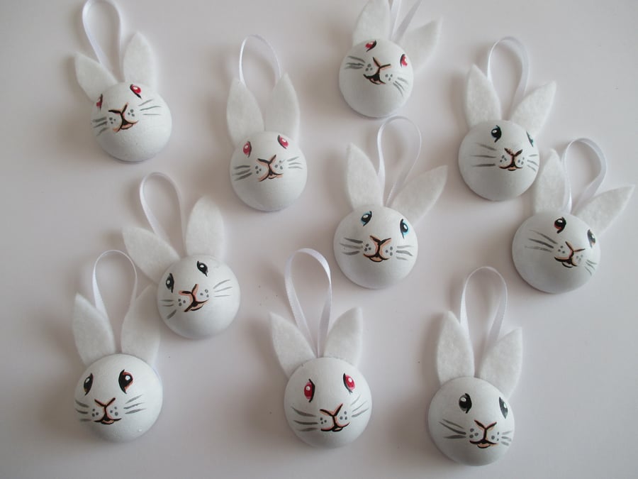 Bunny Rabbit Hanging Decoration Baubles White Rabbit Christmas Easter Decoration