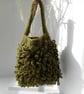 Lichen - chunky hand knitted "Loopy" tote bag in olive green - Image 1