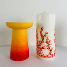 Handpainted Candle and Holder
