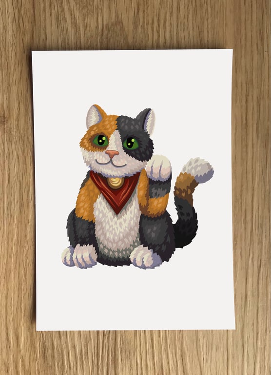 Lucky Cat A6 Post Card (White Background)