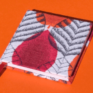 Handmade Mini Sketchbook with 1950's Red Autumn Leaf Vintage Barkcloth Fabric