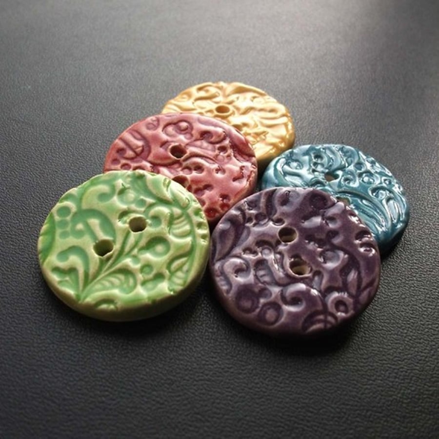 set of five large ceramic buttons