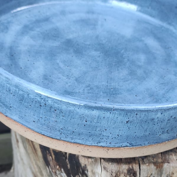 Large grey blue textured clay salad or serving bowl