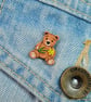 Daffodil Bear Pin, Handmade Tiny Teddy Bear Brooch, March Birth Flower Badge - Image 3