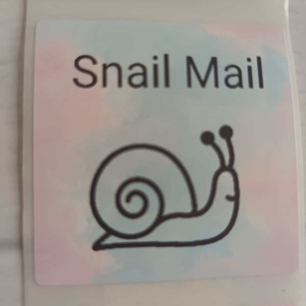 50 Thermal Printed 'Snail Mail' postal stickers (pink&blue)