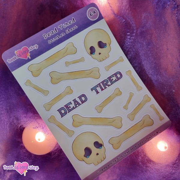 Dead Tired Sticker Sheet - Journalling Gifts, Stationery, Stickers