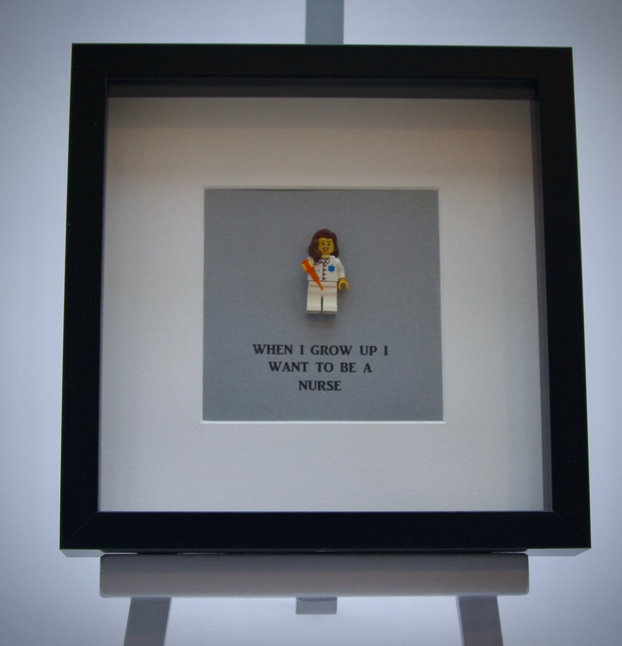 When I grow up I want to be a Nurse mini Figure framed picture 