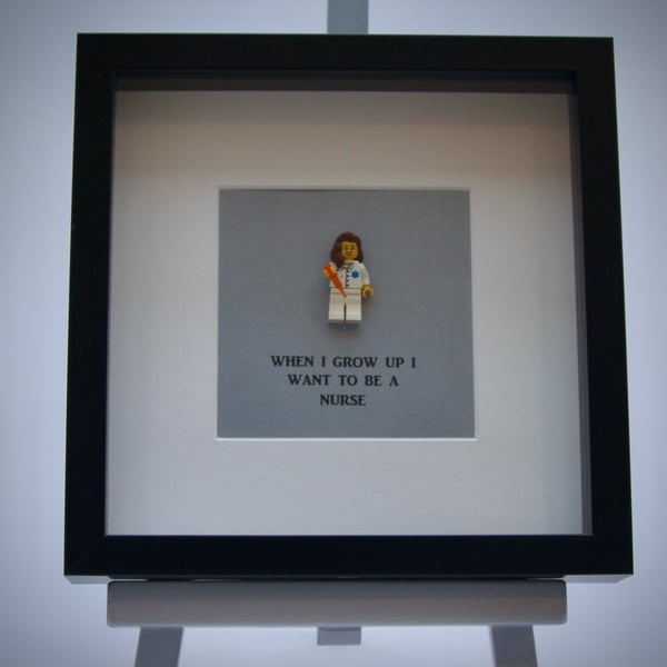 When I grow up I want to be a Nurse mini Figure framed picture 