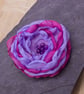  Fabric Flower Brooch - pink and lilac organza fabric pin with purple beads - Image 5