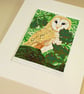 Owl - Barn Owl art - Original Limited Edition Linocut Print - Image 3