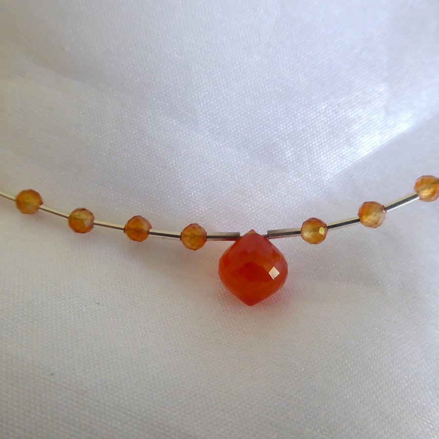 Unique Carnelian and Sterling Silver Necklace