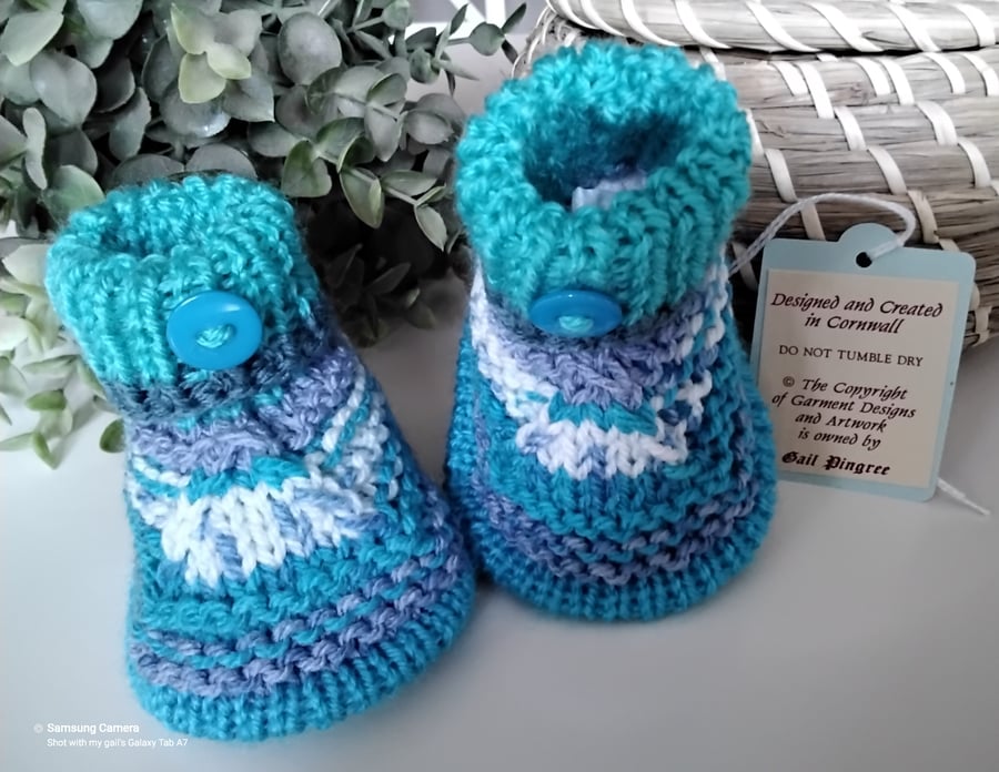 Baby Boy's Booties- Shoes 0-6 months size 