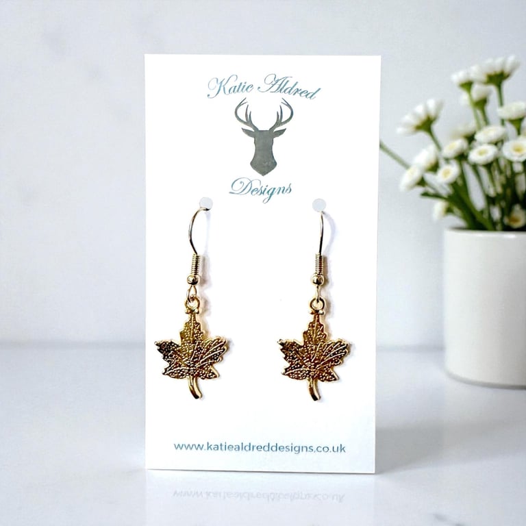 Charm Earrings - Gold Maple Leaf
