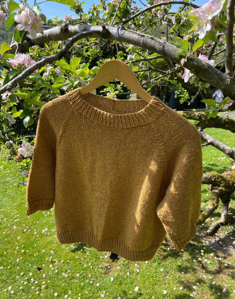 Hand Knit Jumper - short sleeve - Mustard 