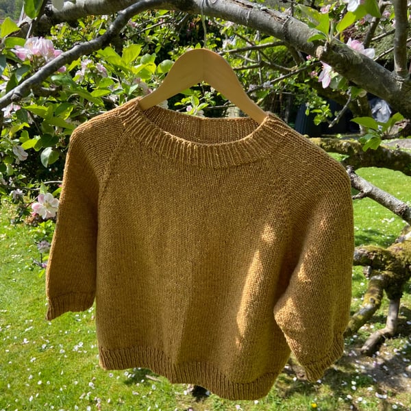 Hand Knit Jumper - short sleeve - Mustard 