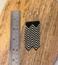 Long silver and black beadwork fringe earrings - Image 4