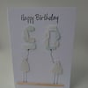 50th Happy Birthday Seafoam Sea Glass Birds C382