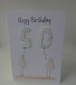 50th Happy Birthday Seafoam Sea Glass Birds C382