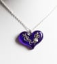 Day of the Dead Dancing Skeletons Purple Heart Necklace - Image 2
