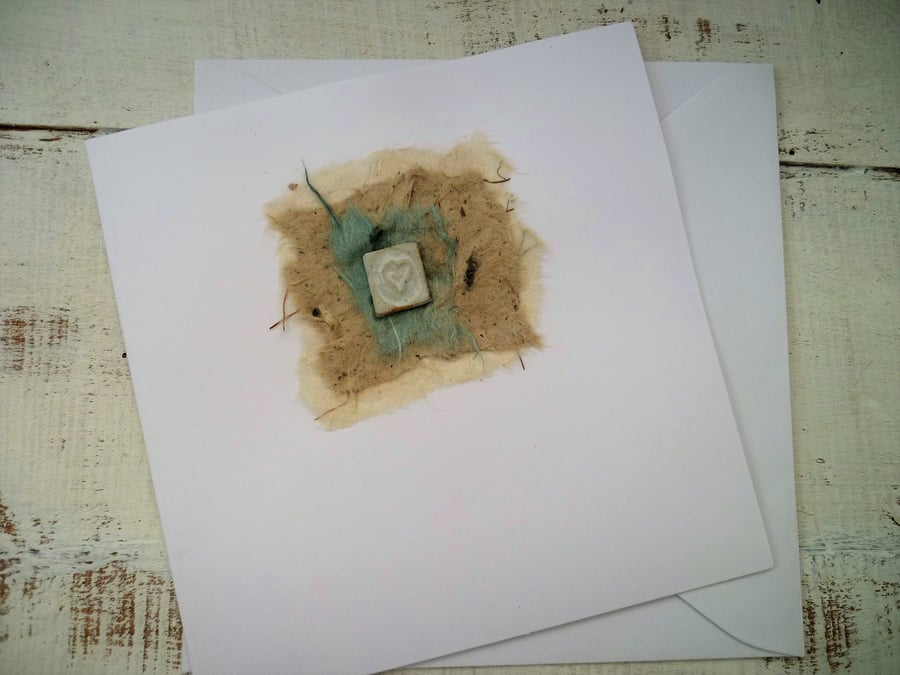 Handmade ceramic Gift card, blank greetings card, ceramic design 