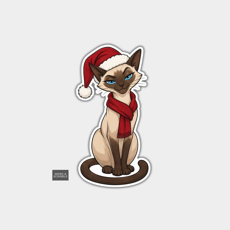 Unique Funny Christmas Sticker Xmas Decal For Adults - Siamese Cat