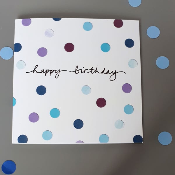 Happy birthday card with blue dots