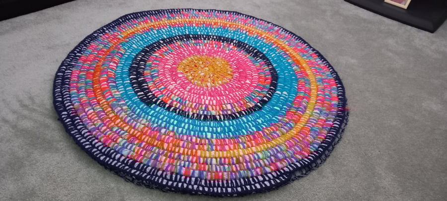 Handmade rag and wool rug