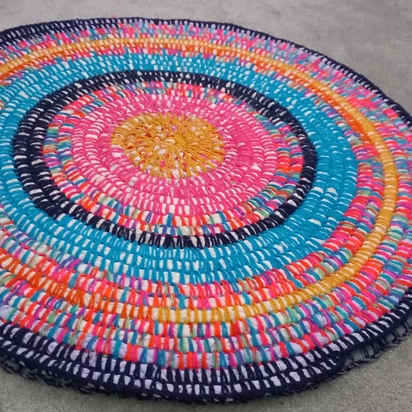 Handmade rag and wool rug