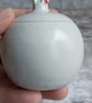 Very small handmade ceramic snowball lidded pot with mini snowman & scarf - Image 6