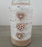 Rustic Yarn Wrapped Vase With Wooden Heart Accents