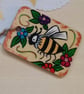 Wooden rectangular bee and flower Keyring  - Image 2