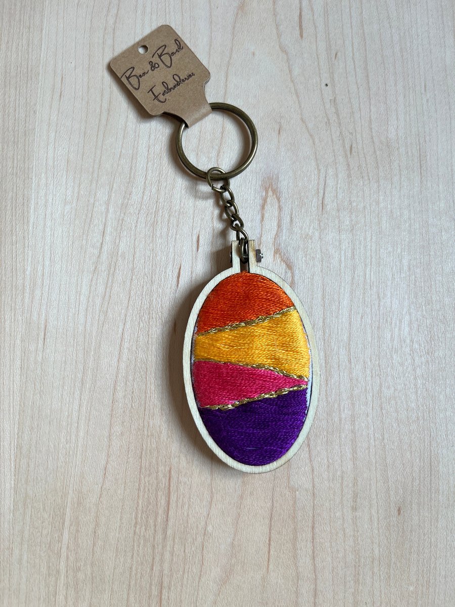 Sunset Colour Theme Embroidery Keyring