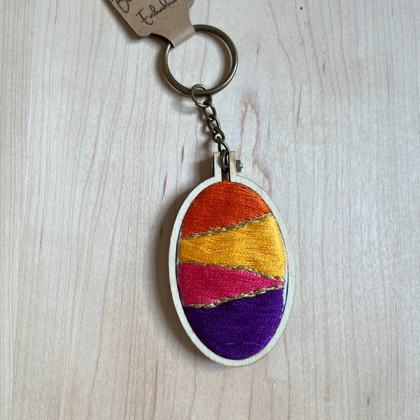 Sunset Colour Theme Embroidery Keyring