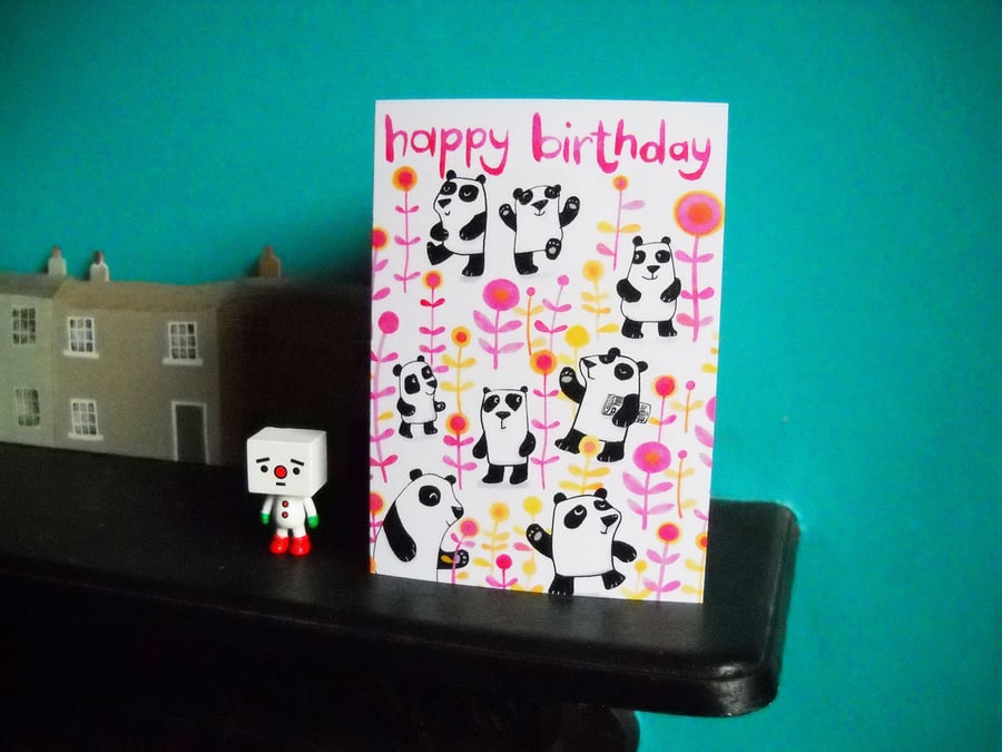 Panda birthday card -Happy Birthday Pandas by Jo Brown