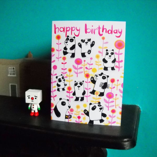 Panda birthday card -Happy Birthday Pandas by Jo Brown