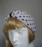 Crochet White and Red Headband In Aran Yarn (R767) - Image 2