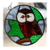 Owl Ring Suncatcher Stained Glass Bird  010