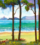 Mumbles Through the trees, Swansea Bay, Watercolour Print in 9 x 7'' Mount - Image 2