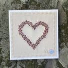 HAND EMBROIDERED CARD- sparkling beaded heart