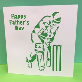 Father's Day Cricket Card- Paper Cut Cricketer 