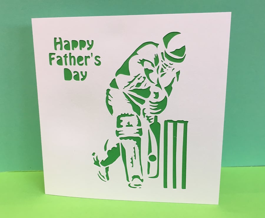 Father's Day Cricket Card- Paper Cut Cricketer 