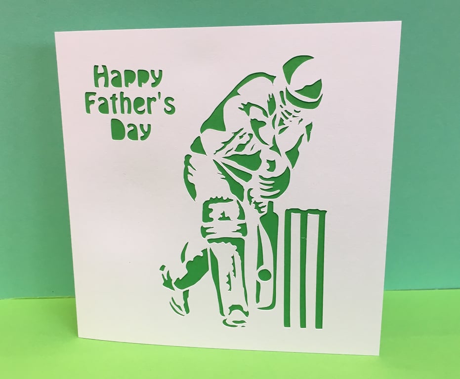 Father's Day Cricket Card- Paper Cut Cricketer 